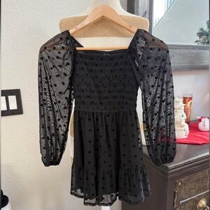 Girls Art class black polka dot dress 7